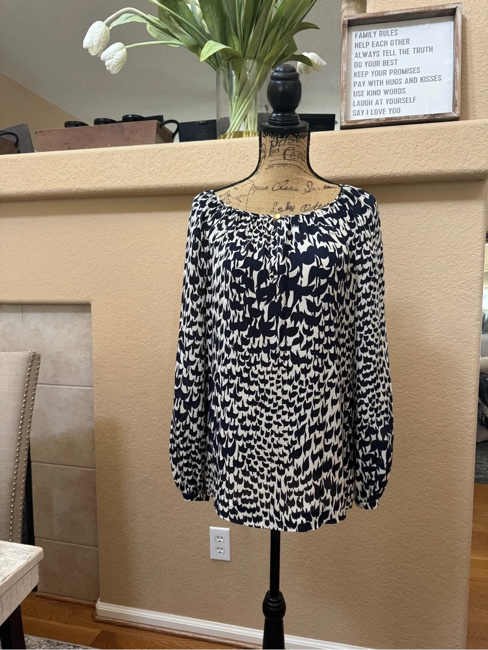 Tory Burch Printed Scoop Neck Blouse